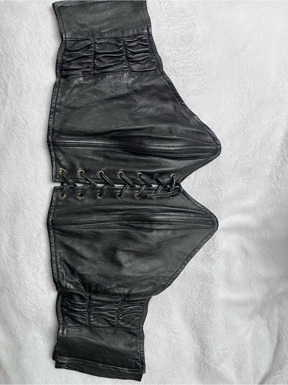 Vintage Leather Lace-Up Corset Top - Black - Picture 4 of 5